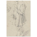 A black chalk sketch on warm-toned paper of a young boy in 17th-century clothing, standing in profile and looking to the left. — Museum-Quality Poster