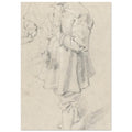 A black chalk sketch on warm-toned paper of a young boy in 17th-century clothing, standing in profile and looking to the left. — Fine Art Poster