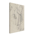 A black chalk sketch on warm-toned paper of a young boy in 17th-century clothing, standing in profile and looking to the left. — Slim Canvas